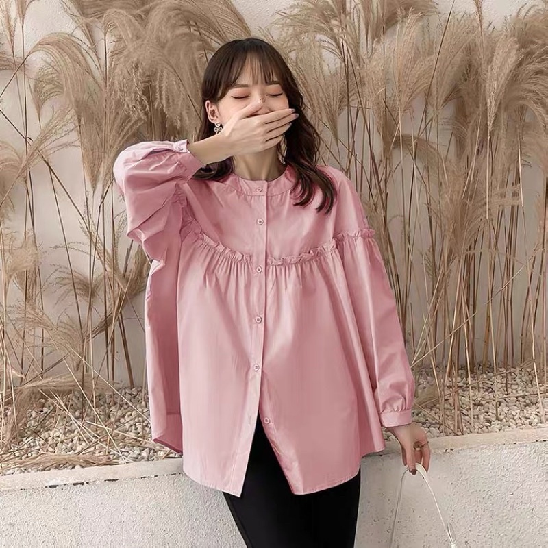 Aqila Ruffle Batwing Basic Blouse / Kemeja Atasan Ruffle Polos Shakilla