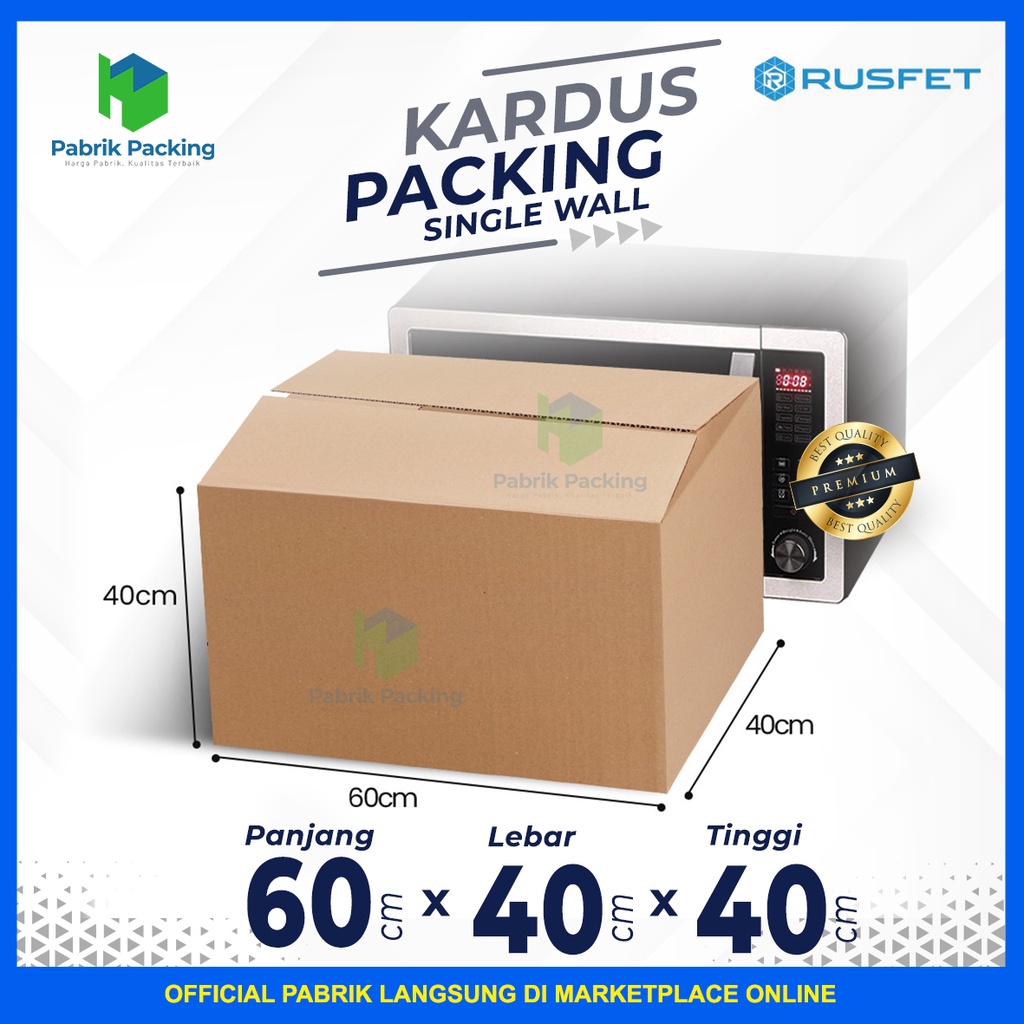 

Kardus Packing | Karton Box Rusfet Polos Kraft Single Wall Size 60x40x40cm Termurah