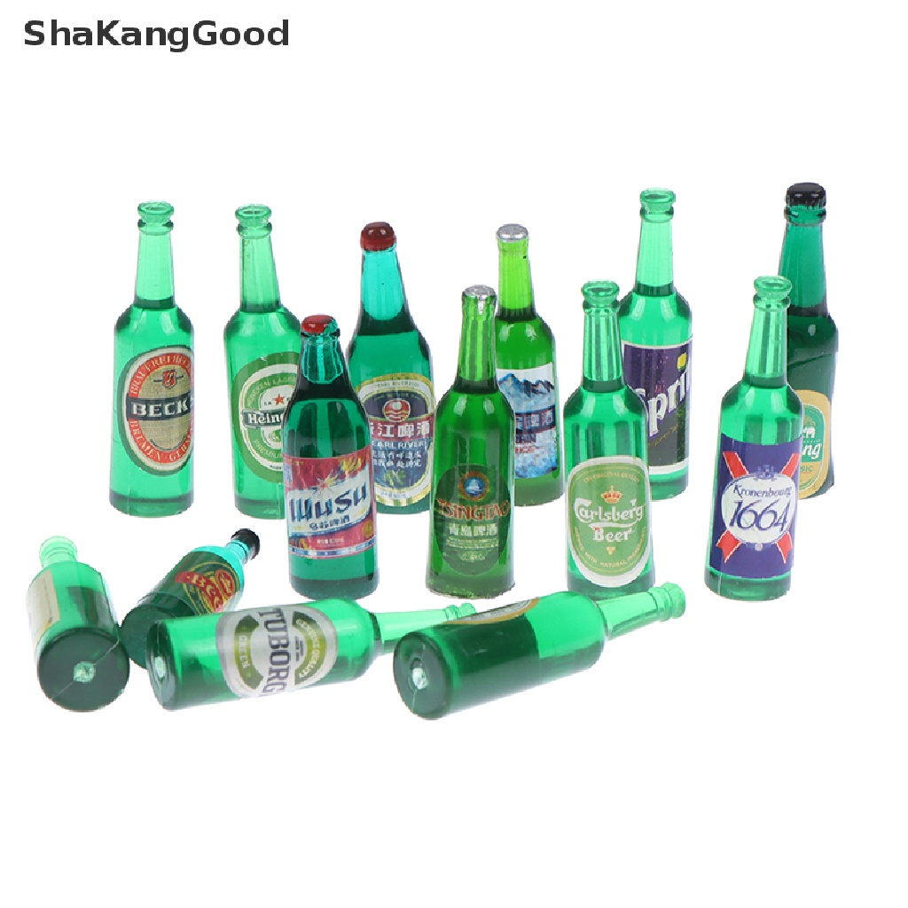 Skid 10Pcs / Set Mainan Miniatur Botol Hijau Skala 1: 12 Untuk Aksesoris Rumah Boneka