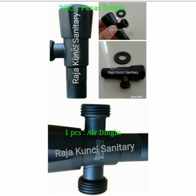 Paket Lengkap Kitchen Sink 8050 Hitam/Black Onan Golden Han + Kran Tarik Panas Dingin Black