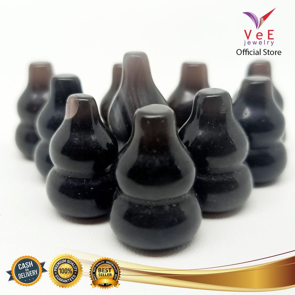 Liontin Batu Giok Burma Hitam Asli Model Kendi - VeE Liontin Kesehatan Anti Virus