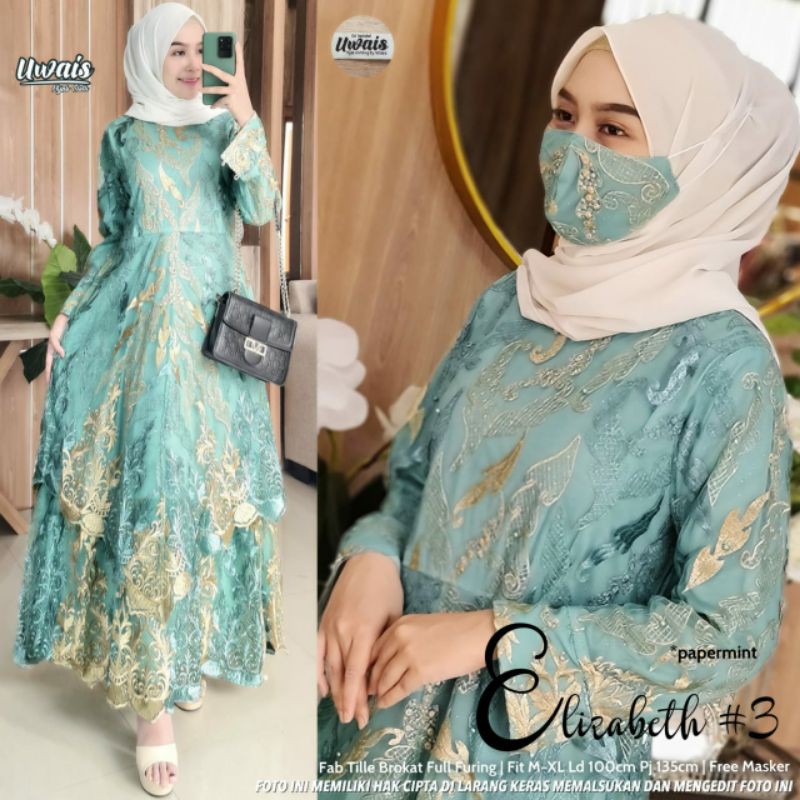 SUPER MEWAHHH!! DRESS GAMIS BROKAT WANITA PREMIUM CLASS | ELIZABETH | GAMIS KONDANGAN REMAJA IBU
