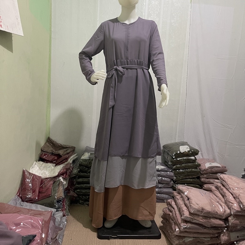 Gamis Set 3 Layer Bahan Ceruty | Aisha by riZAru
