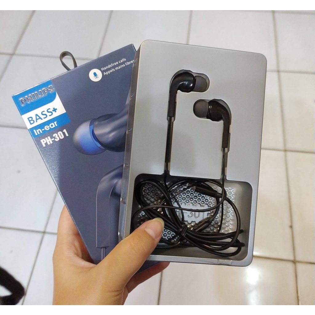 HANDSFREE HEADSET HF EARPHONE PHILIPS PH-301 PH301 PURE SOUND BASS