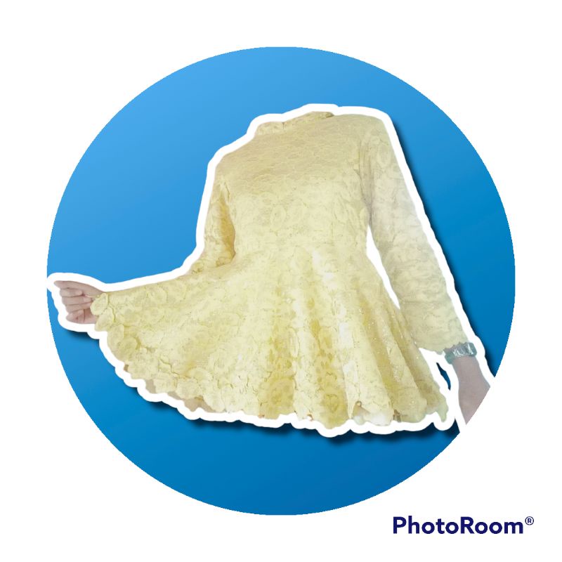 baju pesta gold renda size M