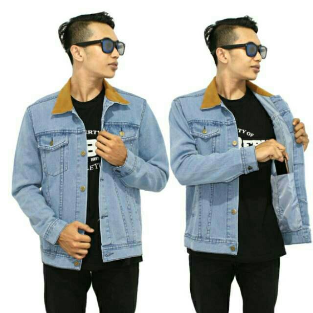 Jaket Jeans Clasic Dilan Cowok - Jaket Denim Kerah Pria - Jaket 1990