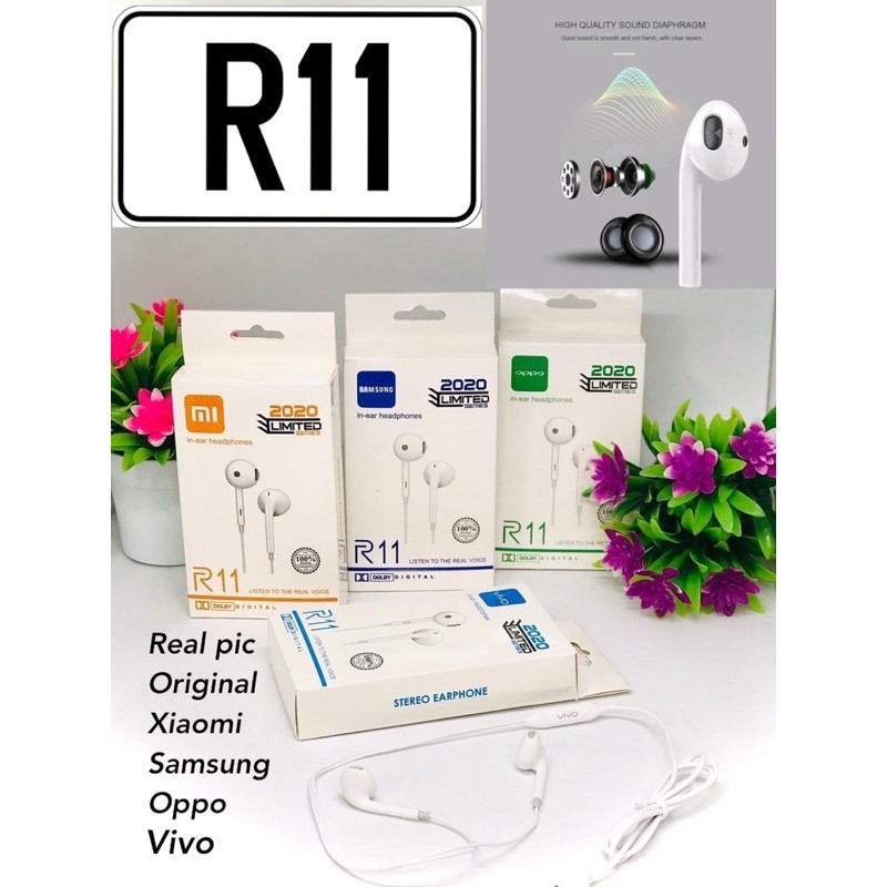 PROMO HANDSFREE R11 OPPO NEW EURO PACK ORIGINAL EARPHONE HIGH QUALITY