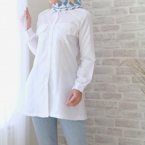➺ Kemeja putih polos wanita kerja kantor PNS Guru PPL atasan baju kantoran cewek jumbo ™