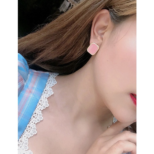 LRC Anting Tusuk Fashion Square Irregular Drip Glaze Alloy P2786X