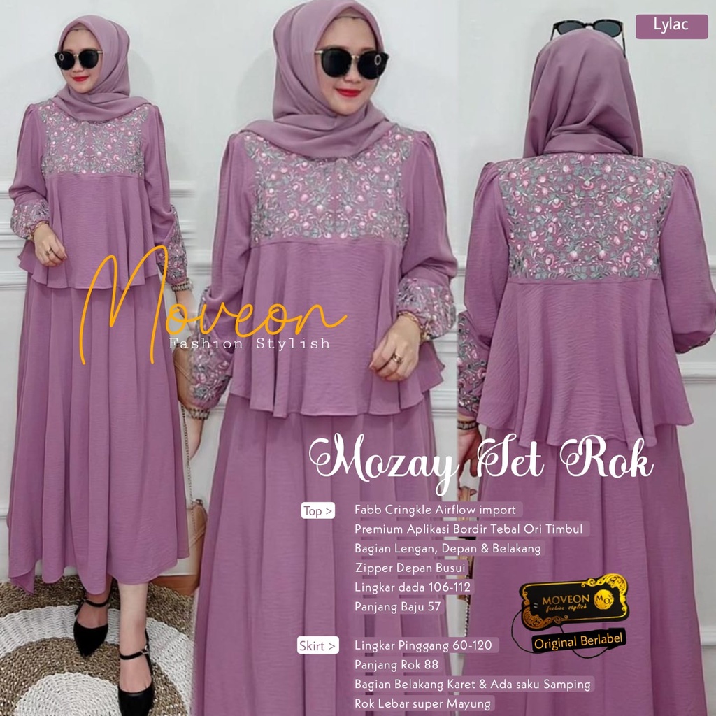 Mozay Set Rok Bordir Asli Setelan Wanita Muslim Gamis Bordir Original Produk By Moveon