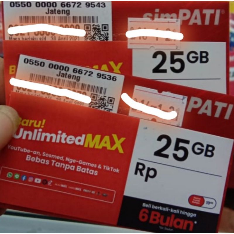 perdana telkomsel 25gb+unlimitedMAX