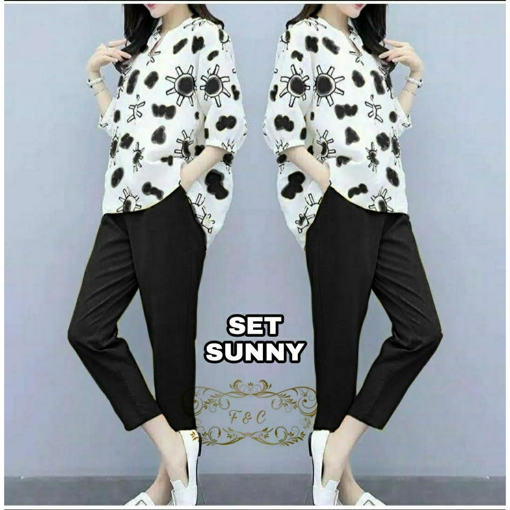 Feodora fashion / Set Sunny / setelan wanita / pakaian wanita / setelan model korea / setelan wanita model terbaru (GOOD QUALITY)