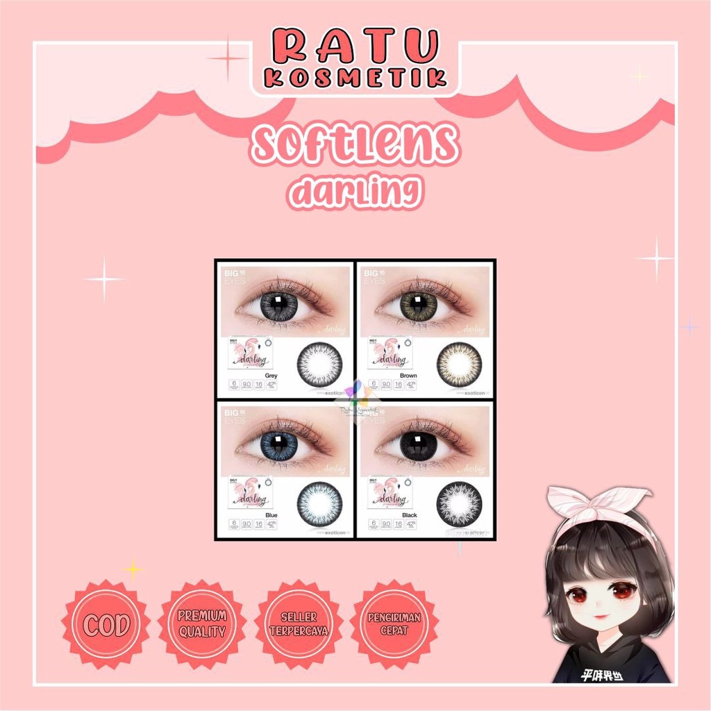 ❤ RATU ❤ Softlens X2 Darling Normal | Soflens Darling By Exoticon Big Eyes Dia 16mm