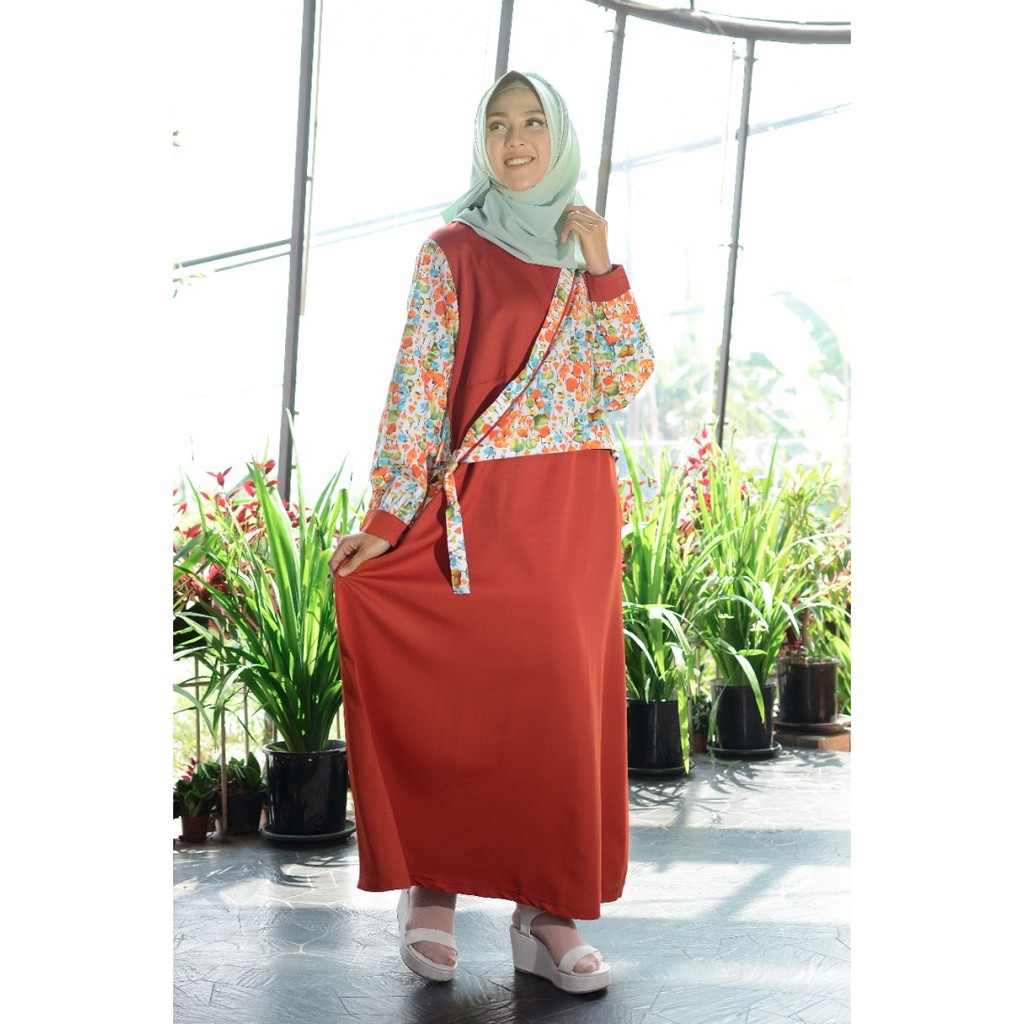 Baju Muslim Gamis Nibras NB 146 Merah Bata Bagus Berkualitas