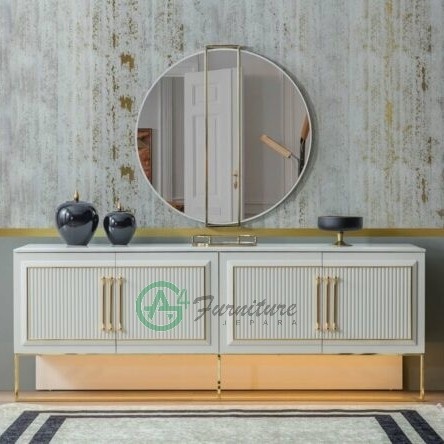 Bufet Stainless Mina Minimalis Rangka Mahoni