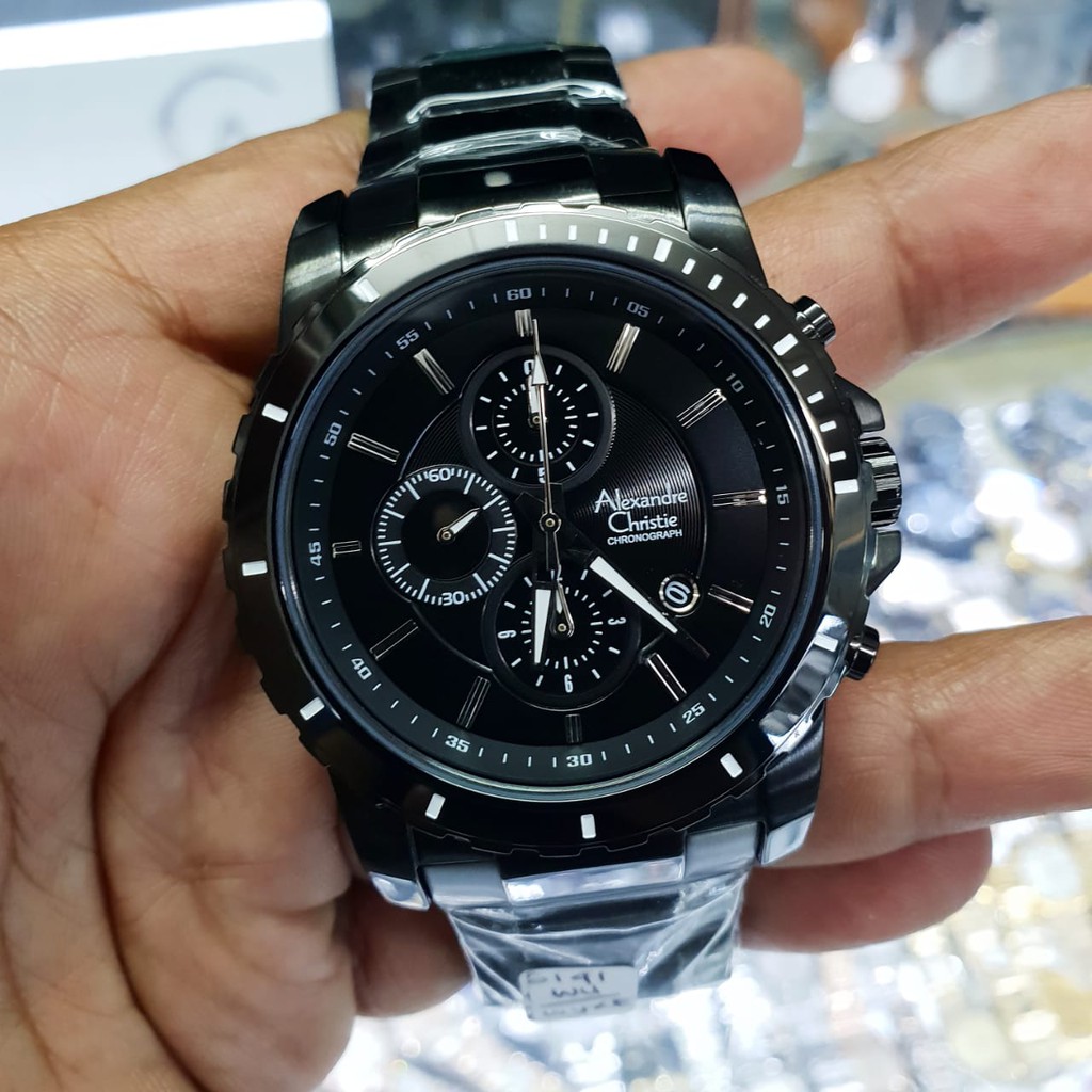 AC6141 Pria Original Stainless Steel Hitam jam tangan pria original