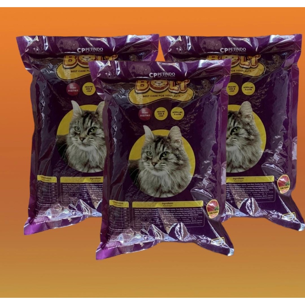 MAKANAN KUCING BOLT 1 KG TUNA BENTUK IKAN CAT DRY FOOD PAKAN KERING MAKAN PELET