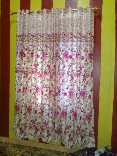 Gorden Murah Minimalis Jendela Kamar Model 12 Lubang Smokring 6 Gelembung Tinggi 210 Cm