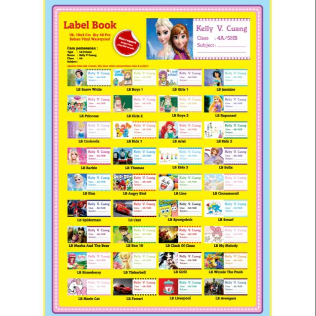 

Label Buku vinyl waterproof uk 10x4 40 pcs