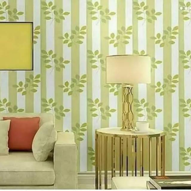 WALLPAPER STICKER DINDING DAUN SALUR HIJAU