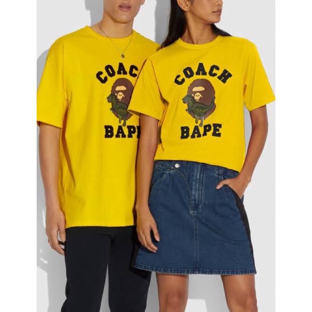 COACH DINO PRINTED - BAPE  TSHIRT KAOS BRANDED PREMIUM MIRROR IMPORT HONGKONG CROPTOP KNIT KOREA PRE