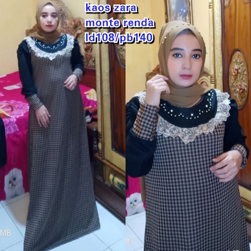 gamis maxi kaos zara renda monte