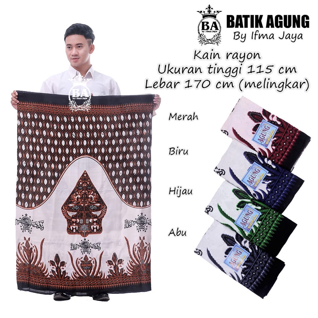 Sarung Batik VIRAL | Motif Gunungan Wayang NU Putih | Rayon Warna