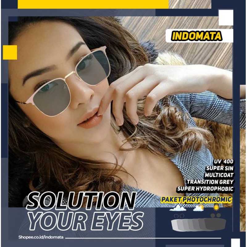 Kacamata Wanita Kotak Antiradiasi Blueray Photocromic