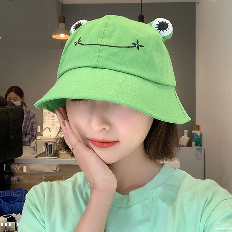 topi bucket pria Fashion frog bucket hat women Summer hat fisherman hat topi lelaki topi mancing