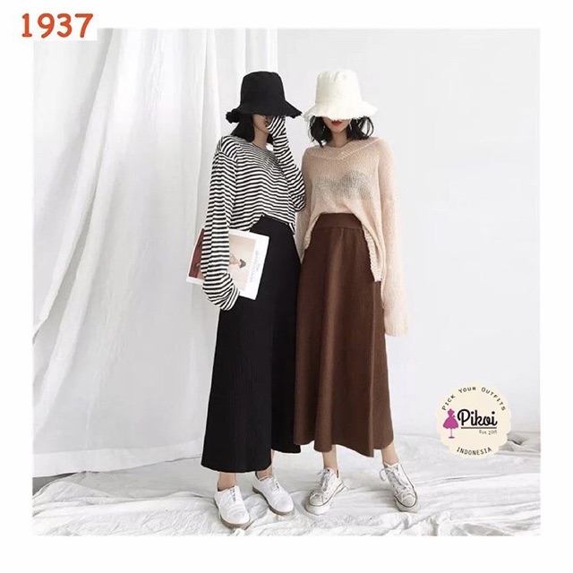 Rok polos wanita / rok cewek lucu / rok korea cewek murah / rok coklat / rok hijabers mura lucu 1937