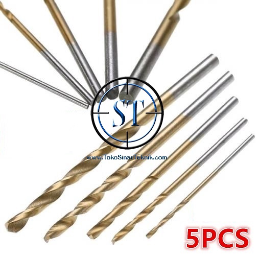 5 Pcs Mata Bor Micro PCB Kayu Besi HSS Lapis Titanium Twist Drill Bits Set Coated size 1.0mm 1.5mm 2.0mm 2.5mm 3.0mm