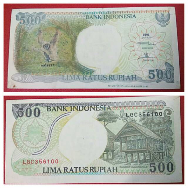 Uang 500 rupiah monyet thn 1991 uka uka