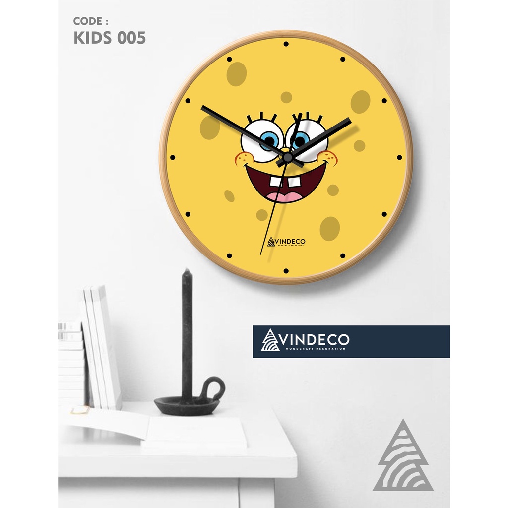 JAM DINDING KAYU / JAM DINDING ANAK / KADO ULTAH / KADO ANAK / JAM UNIK / JAM ANAK / VINDECO / KIDS-KIDS 005
