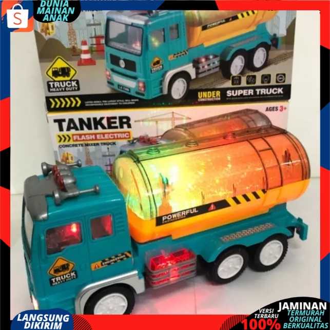 Mainan truk konstruksi bersuara truck tangker 4D lighT and musik / mobil tangki  BRO-1140 BO new