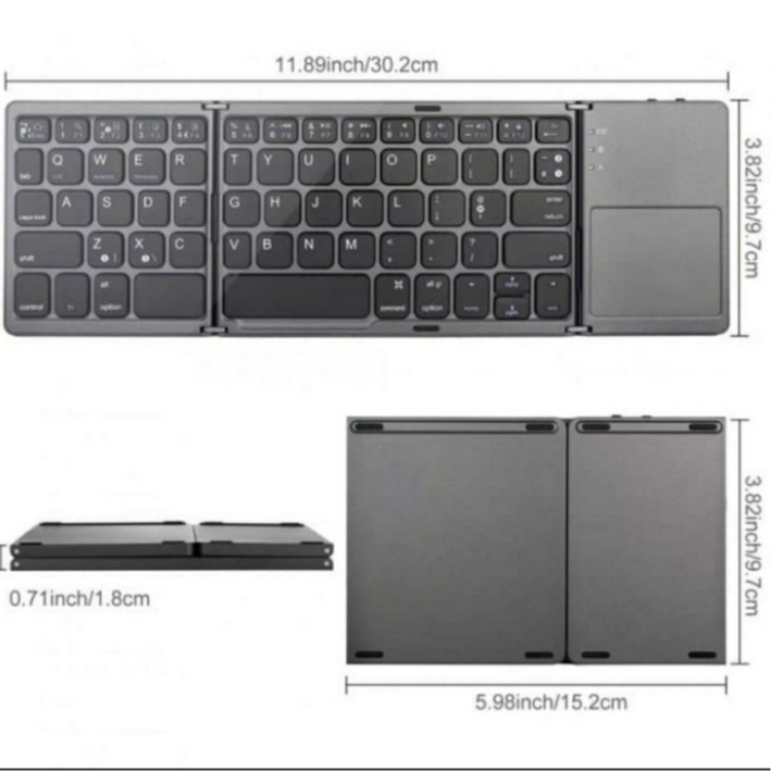 Foldable Wireless bluetooth Keyboard 3 Layers with Touchpad, Keyboard Lipat B033