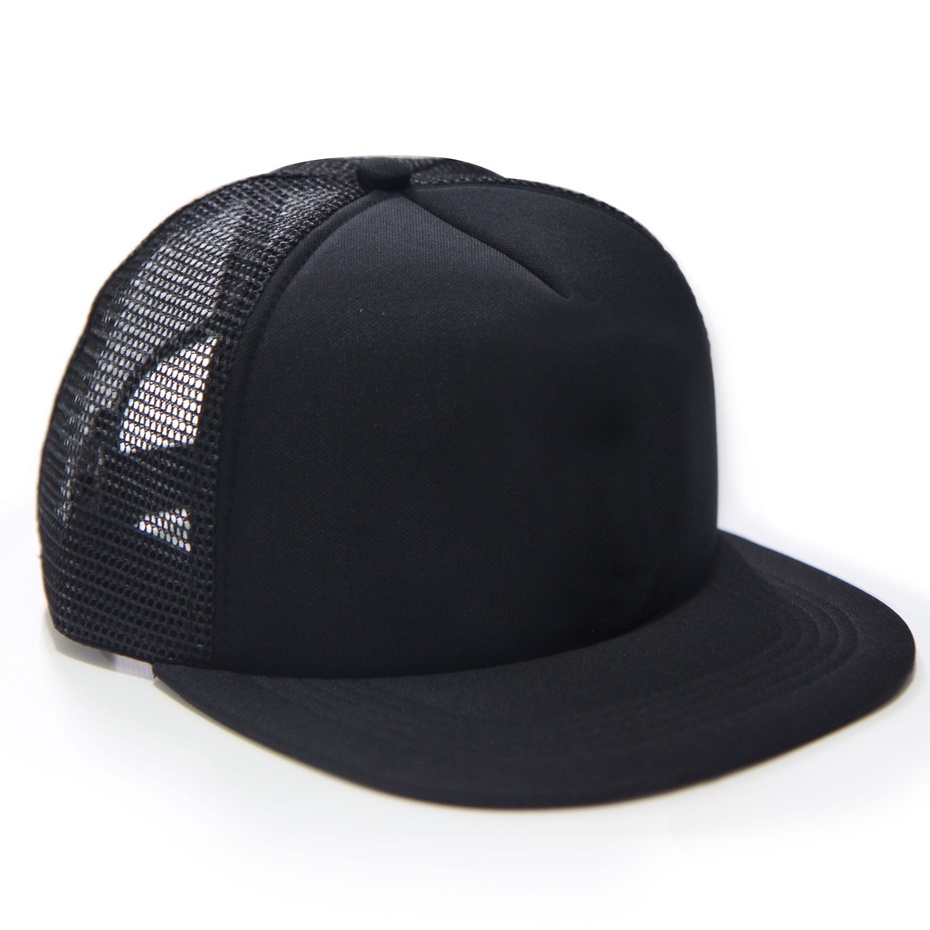 Snapback Topi Trucker Hiphop Dewasa Hitam Polos