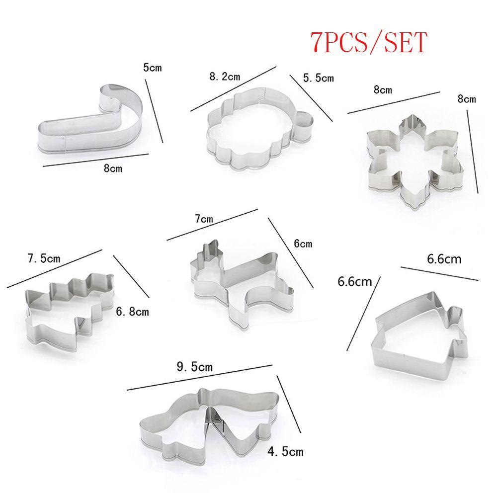 Populer 5/7PCS Natal Cookie Cutter Stainless Steel Snowflake Santa Claus Cetakan Kue