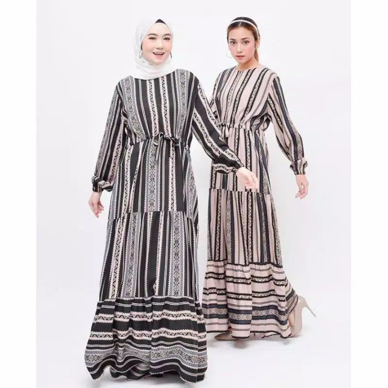 Homey Dress Motif Rayon Viscose Gamis Busui Nursing Wear