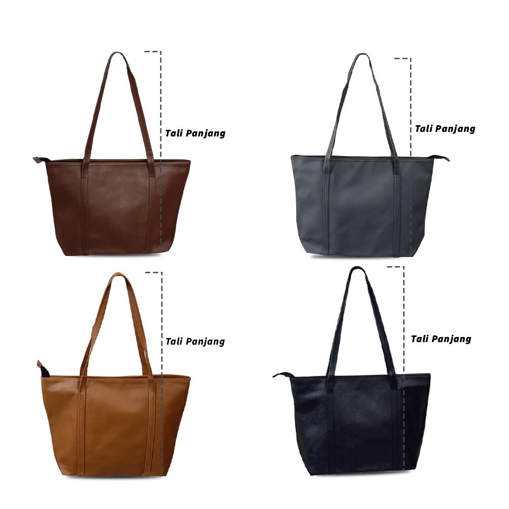 TOTE BAG WANITA POLOS TALI PANJANG - TAS WANITA SEMI KULIT