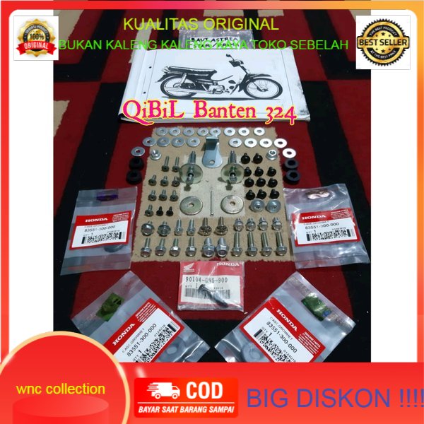 Baut Full Body set Lengkap bodi Honda Astrea Star Prima Baut batok karet Original AHM