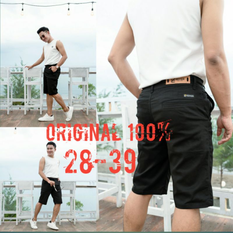 CELANA PENDEK REVER HITAM ORIGINAL - SURFING - CHINO -DISTRO