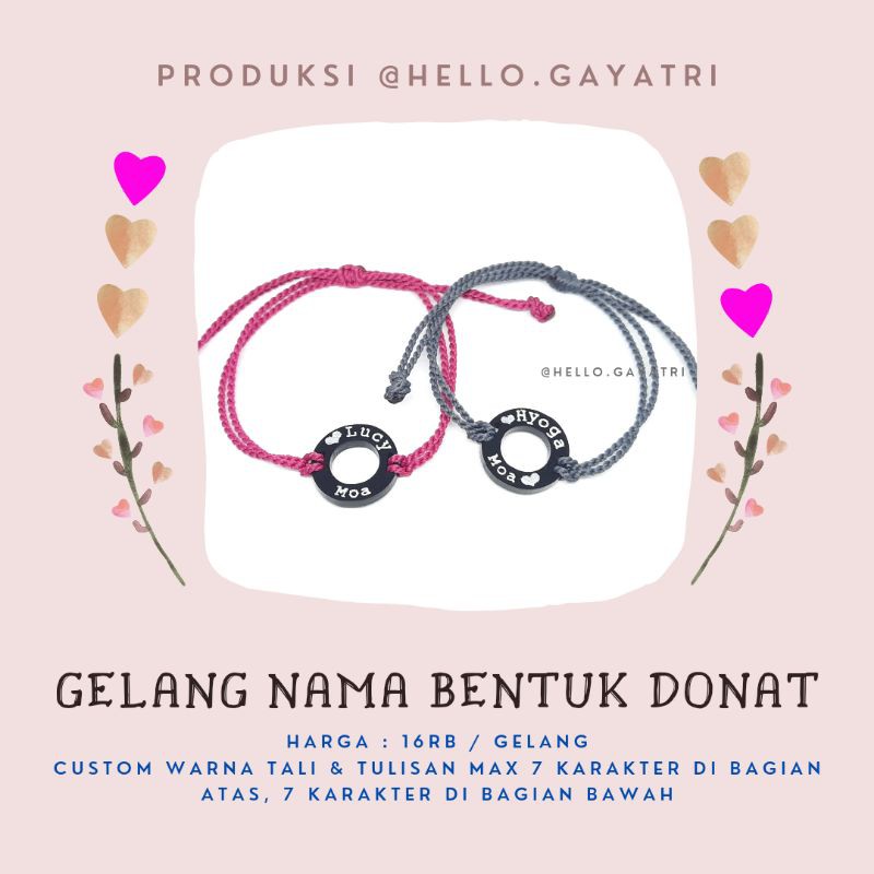 GELANG NAMA bentuk DONAT [Tali Twist]