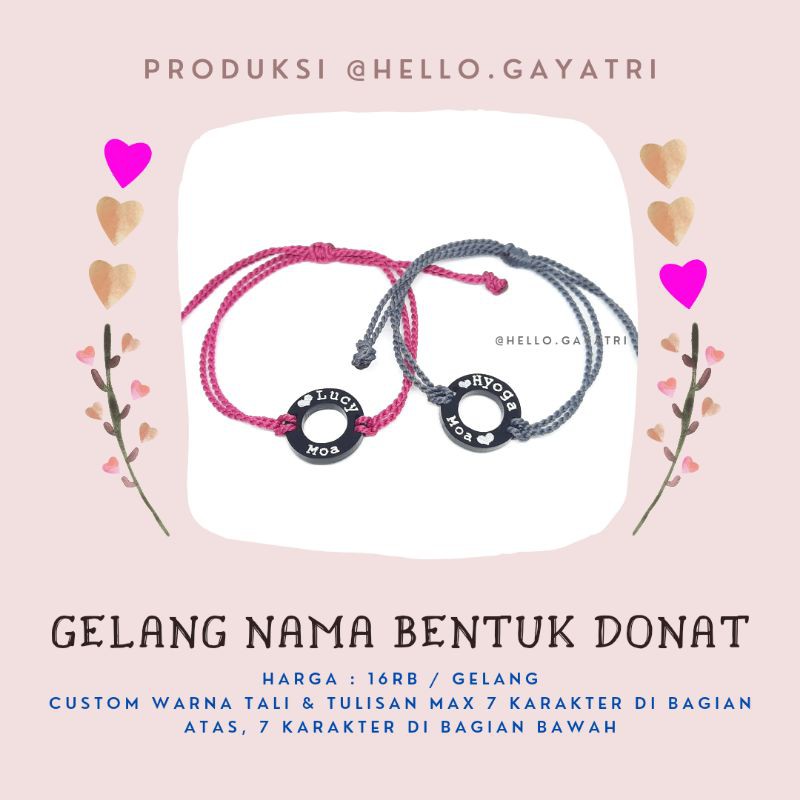 GELANG NAMA bentuk DONAT [Tali Twist]