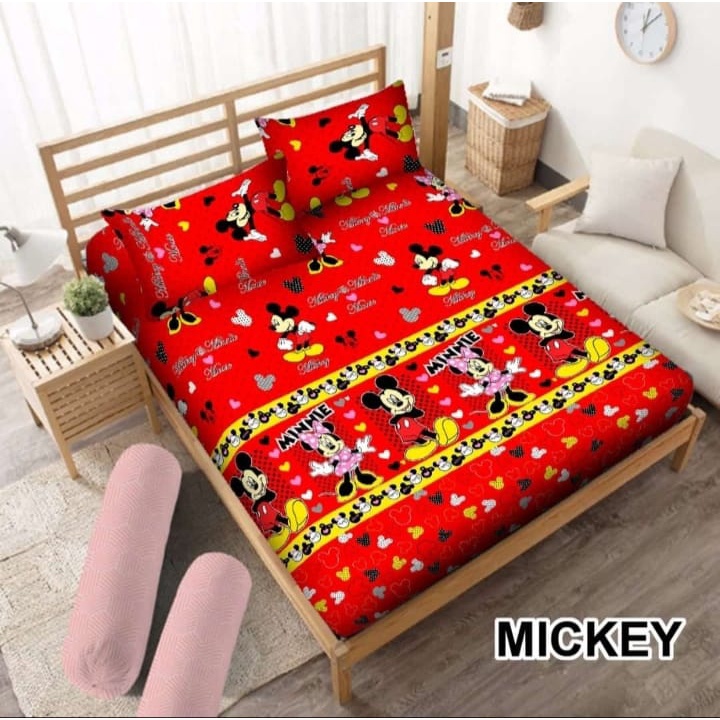 SPREI KARAKTER ANAK MOTIF MICKEY MOUSE WARNA MERAH UKURAN NO. 1 (180X200 )&amp; NO. 2 ( 160X200 )