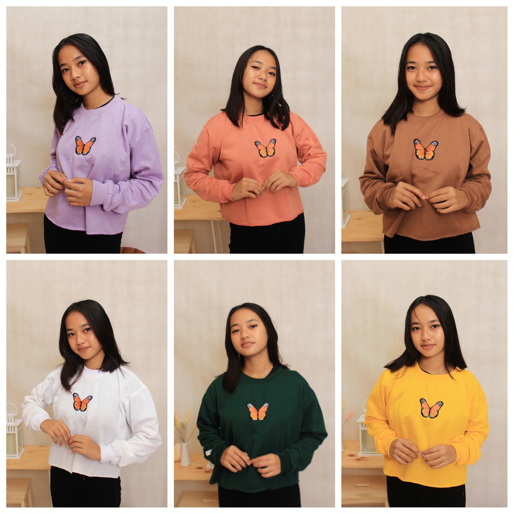 CROOP  TOP BUTERPLAY BORDIR // SWEATER CROP WANITA