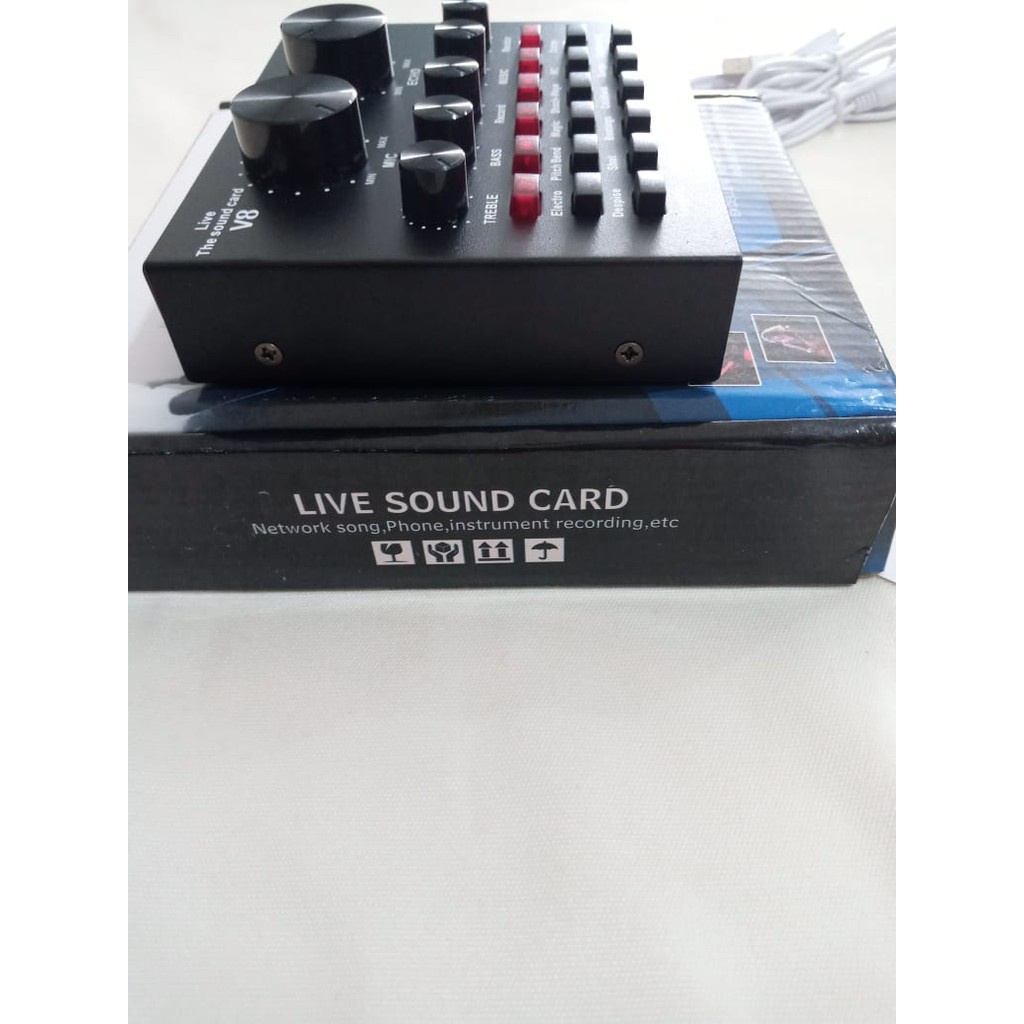 SOUNDCARD V8 Efek SoundCard Elektronik Live Mixer Bluetooth