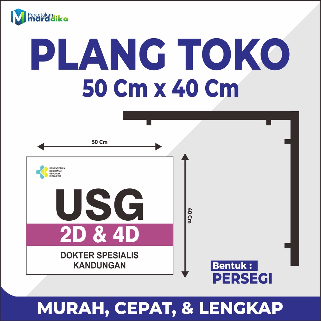 

Plang Toko/Kantor Custom Persegi Bahan Acrylic 2 sisi Ukuran 60cm x 40cm, 50cm x 40cm, 40cm x 40cm, 30cm x 40cm