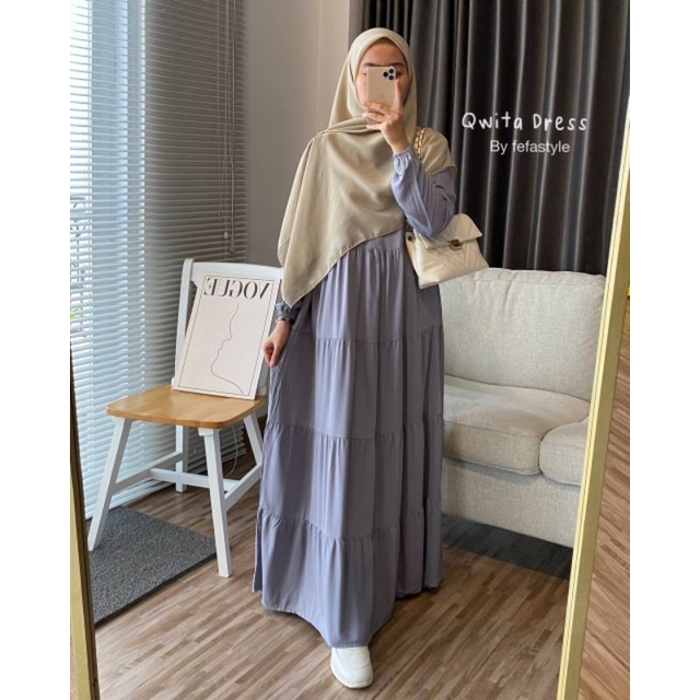 [COD] DRESS RUFFLE BUSUI - QWITA DRESS - BAHAN RAYON TWILL PREMIUM