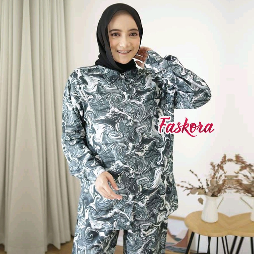 One Set Tie dye Wanita Candy XXL - Setelan Jumbo Rayon Wanita Kekinian - Pajamas Tiedye Set