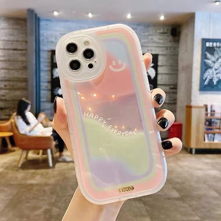 Soft Case Silikon Motif Print Laser Pelangi Untuk IPhone 12 13 11 Pro Max X Xs Max Xr 7 8 Plus Ddmb